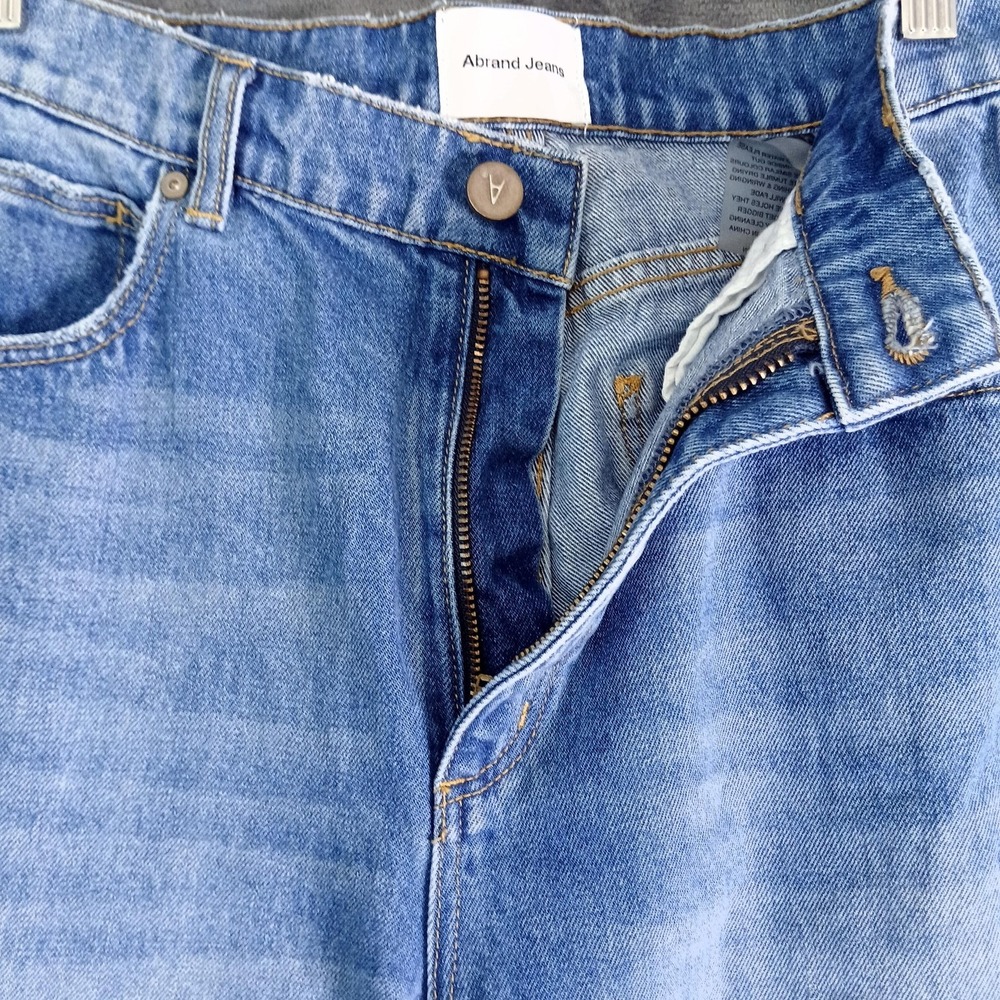 Abrand Jeans Womens 10/28 Blue Venice Straight Distressed Ripped Raw Hem Denim - Picture 3 of 9
